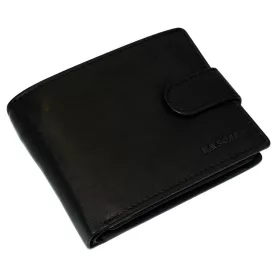    La Scala klipsová čierna pánska kožená peňaženka 12,7 × 9,5 cm