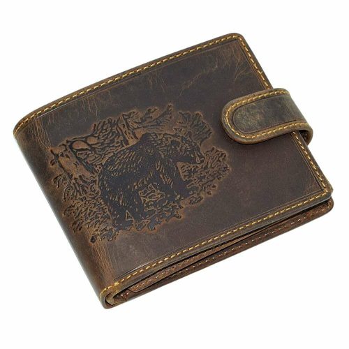  Lovecká kožená peňaženka GreenDeed s medvedím vzorom