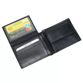   S.Belmonte pánska kožená peňaženka bez ramienok čiernej farby 11,5 × 9 cm