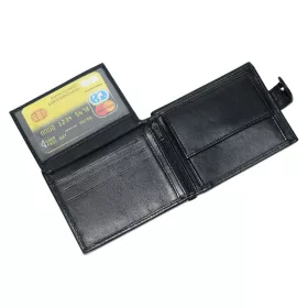    S.Belmonte pánska, koža, komplexný remienok, peňaženka čiernej farby 11,5 × 9 cm