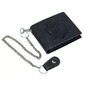    Čierna kožená peňaženka GreenDeed s potlačou motorky, RFID ochrana