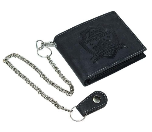  Čierna kožená peňaženka GreenDeed s potlačou motorky, RFID ochrana