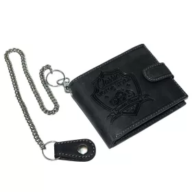    Čierna kožená peňaženka GreenDeed s potlačou motorky, RFID ochrana