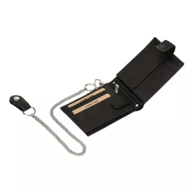    Čierna kožená peňaženka GreenDeed s potlačou motorky, RFID ochrana