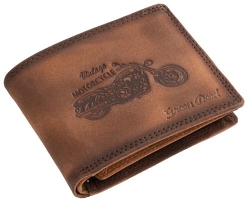  Hnedá motorkárska kožená peňaženka GreenDeed Chopper, chránená RFID