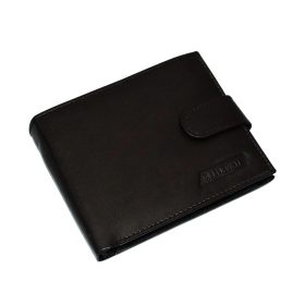    Tmavohnedá pánska kožená peňaženka s výklopnými priehradkami na karty a doklady