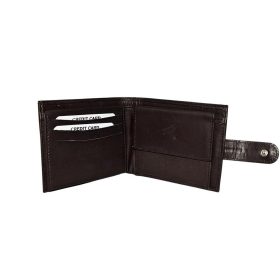    Tmavohnedá pánska kožená peňaženka s výklopnými priehradkami na karty a doklady