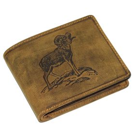    Lovecká kožená peňaženka GreenDeed s potlačou muflóna