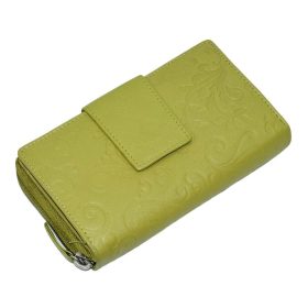    S. Belmonte tlačený vzor, zelená dámska kožená peňaženka 15,5 × 9 cm