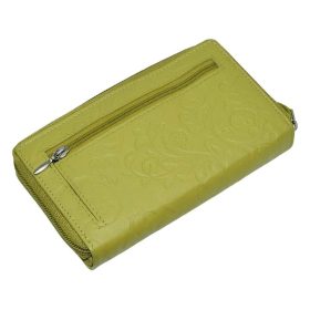    S. Belmonte tlačený vzor, zelená dámska kožená peňaženka 15,5 × 9 cm