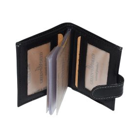   GreenDeed čierny, pripínací kožený držiak na karty 9,8 × 7,5 cm