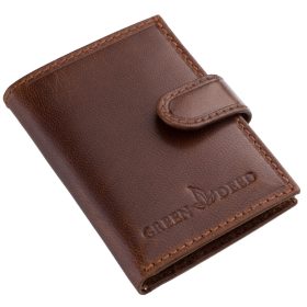  GreenDeed tmavohnedý kožený držiak na karty s klipom 10 × 7 cm