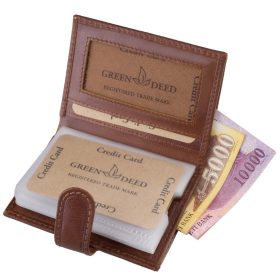   GreenDeed tmavohnedý kožený držiak na karty s klipom 10 × 7 cm