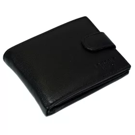    La Scala klipsová čierna pánska kožená peňaženka 12 × 9,5 cm