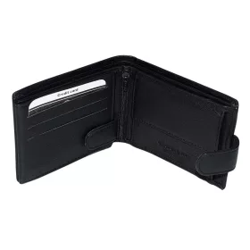    La Scala klipsová čierna pánska kožená peňaženka 12 × 9,5 cm