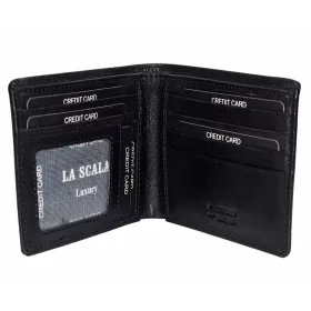    Pánska kožená peňaženka s kovovým logom, 2 priehradkami s držiakom na papierové peniaze
