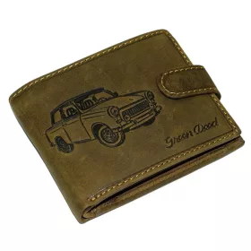    Kožená pripínacia peňaženka GreenDeed so vzorom Trabant, RFID