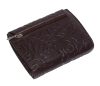  S. Belmonte tlačený vzor, hnedá dámska kožená peňaženka 12,7 x 10 cm