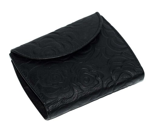  S. Belmonte tlačený vzor, čierna dámska kožená peňaženka 12,7 x 10 cm
