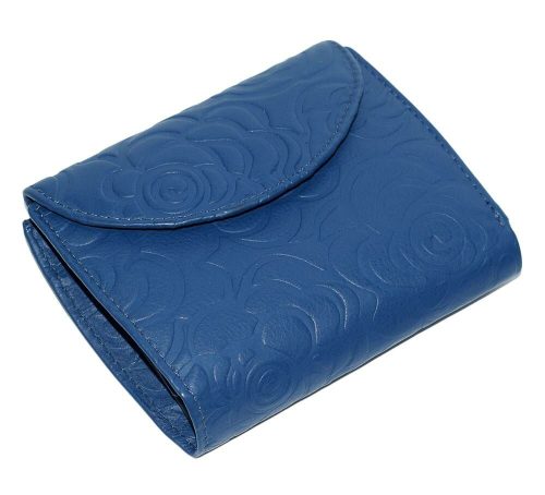  Dámska kožená peňaženka S. Belmonte s tlačeným vzorom modrá 12,7 x 10 cm