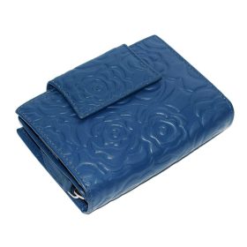    Modrá dámska kožená peňaženka s potlačou kvetov Sylvia Belmonte