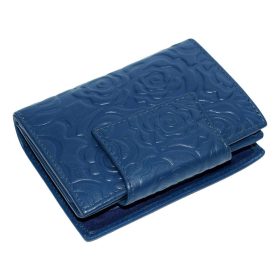    Modrá dámska kožená peňaženka s potlačou kvetov Sylvia Belmonte