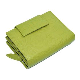    Dámska kožená peňaženka zelenej farby s potlačou kvetov Sylvia Belmonte