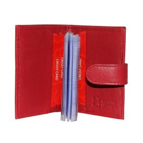  Puzdro na karty z ružovej kože s červenou potlačou