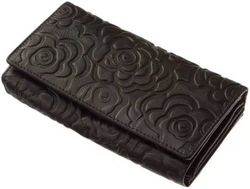  Sylvia Belmonte kvetinový vzor, modrá dámska kožená peňaženka 17,7 x 10 cm