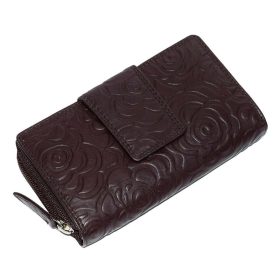    S. Belmonte tlačený vzor, hnedá dámska kožená peňaženka 16 x 9,5 cm