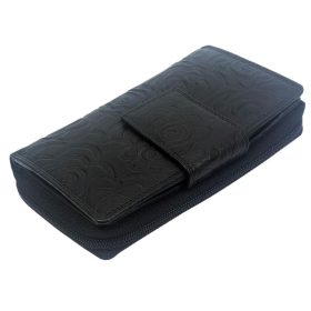    S. Belmonte tlačený vzor, čierna dámska kožená peňaženka 16 x 9,5 cm