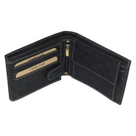    Čierna kožená peňaženka s potlačou hlavy jeleňa GreenDeed 12 × 9,5 cm