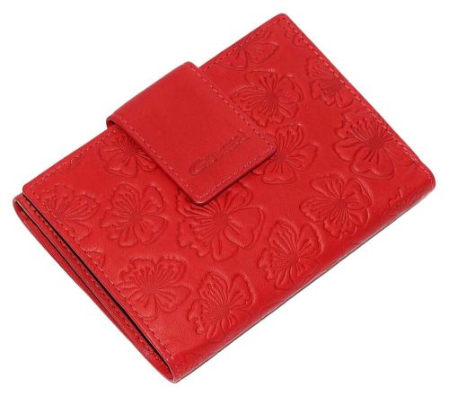  Giultieri: tlačený kvetinový vzor, červená dámska kožená peňaženka 14 x 10 cm