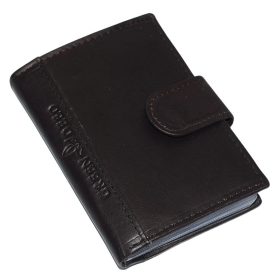   GreenDeed tmavohnedý kožený držiak na karty s klipom 10 × 7 cm