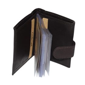   GreenDeed tmavohnedý kožený držiak na karty s klipom 10 × 7 cm