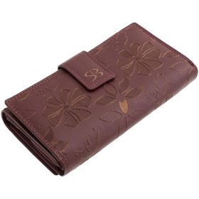    Čierna kožená dámska peňaženka s potlačou kvetov Sylvia Belmonte