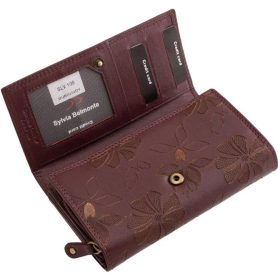    Čierna kožená dámska peňaženka s potlačou kvetov Sylvia Belmonte