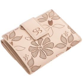    Čierna kožená dámska peňaženka s potlačou kvetov Sylvia Belmonte