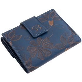    Čierna kožená dámska peňaženka s potlačou kvetov Sylvia Belmonte