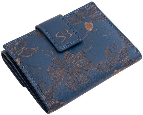  Čierna kožená dámska peňaženka s potlačou kvetov Sylvia Belmonte