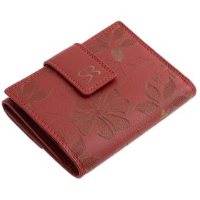    Čierna kožená dámska peňaženka s potlačou kvetov Sylvia Belmonte