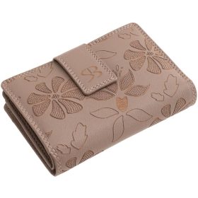    Čierna kožená dámska peňaženka s potlačou kvetov Sylvia Belmonte