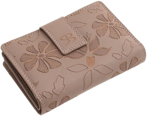  Čierna kožená dámska peňaženka s potlačou kvetov Sylvia Belmonte