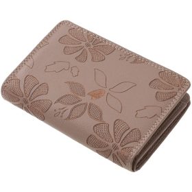    Čierna kožená dámska peňaženka s potlačou kvetov Sylvia Belmonte