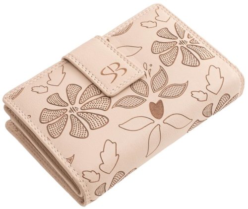  Čierna kožená dámska peňaženka s potlačou kvetov Sylvia Belmonte