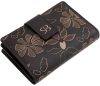  Čierna kožená dámska peňaženka s potlačou kvetov Sylvia Belmonte