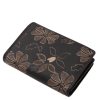  Čierna kožená dámska peňaženka s potlačou kvetov Sylvia Belmonte