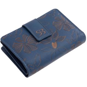    Čierna kožená dámska peňaženka s potlačou kvetov Sylvia Belmonte