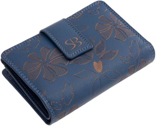  Čierna kožená dámska peňaženka s potlačou kvetov Sylvia Belmonte