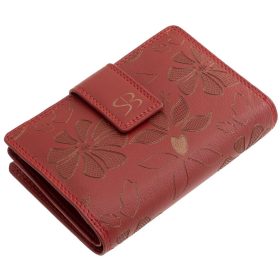    Čierna kožená dámska peňaženka s potlačou kvetov Sylvia Belmonte